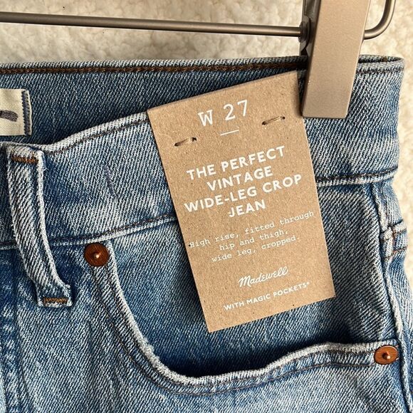 Madewell The Perfect Vintage Wide Leg Crop Jeans Womens Size 27 Blue - Picture 2 of 9